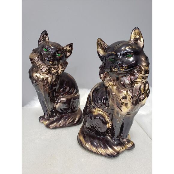 GREEN EYES Vintage Ceramic Drip Glaze Cat Japan Mid Century Modern MCM Retro Mod - Picture 10 of 10